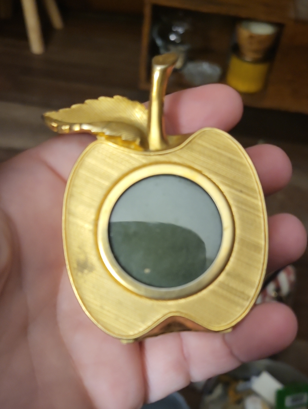 TED ARNOLD Solid Brass Apple Mini Picture Frame Paperweight MCM Vintage